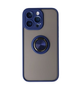 Apple İphone 14 Pro Kılıf Montreal Yüzüklü Silikon Kapak - Lacivert