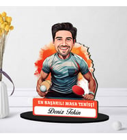 Kişiye Özel Erkek Masa Tenisçisine Hediye Karikatürlü Biblo
