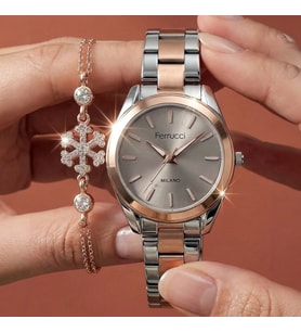 Bileklik Hediyeli Rose Gold/Metalik Kahve Kadran Kadın Kol Saati 35 mm Çelik Kordon 2 Yıl Garantili