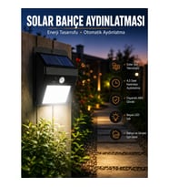 Mey İthalat® Solar Lamba Giriş, Bahçe Yol Avlu Hareket Sensörlü Led Parlak Gece Su Geçirmez