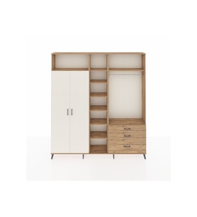 Arges Dolap 9 Raflı 3 Çekmeceli 2 Askılı 220x30x243 Çam-Aytaşı/Çam