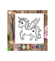 20x20 Tuval Boyama Seti Çocuklar İçin Etkinlik Unicorn Tuval Boyama Seti (Siyah - Beyaz)