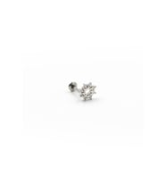 Gümüş Zirkon Taşlı Çiçek Tragus Helix Piercing - Anti Alerjik, Kararma Yapmaz