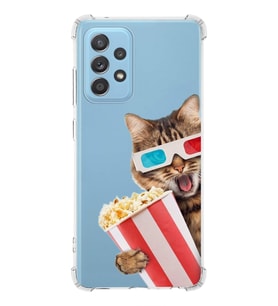 PrintiFy Samsung Galaxy A52 Uyumlu Kedi 1 Baskılı Şeffaf Köşe Korumalı Antişok Kılıf