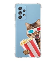 PrintiFy Samsung Galaxy A52 Uyumlu Kedi 1 Baskılı Şeffaf Köşe Korumalı Antişok Kılıf