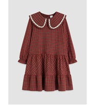 LCW Kids Yeşil Ekose Kız Çocuk Gabardin Elbise