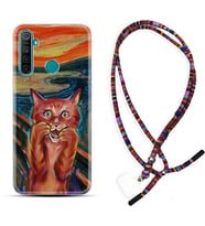 Realme 5i 5 Pro 6i 7 Pro 8 Kılıf Boyun Asklı Rasta Silikon Tablo Cat 1788