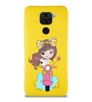 Xiaomi Redmi Note 9 Soft Premier Kapak Vespagirl Tasarımlı Silikon Kılıf - Sarı (Şeffaf)