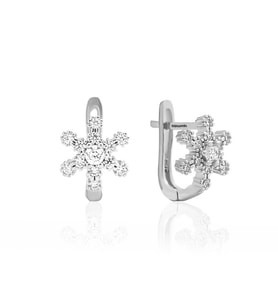 Taş Detaylı Klipsli Tektaş Kar Tanesi Küpe Silver (Gümüş)