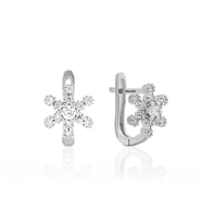 Taş Detaylı Klipsli Tektaş Kar Tanesi Küpe Silver (Gümüş)