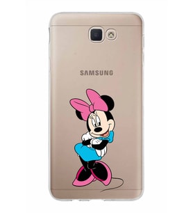 Samsung Galaxy J7 Prime Kapak Minnie Mouse Tasarımlı Şeffaf Silikon Kılıf