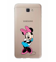 Samsung Galaxy J7 Prime Kapak Minnie Mouse Tasarımlı Şeffaf Silikon Kılıf