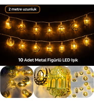 Ramazan Ayına Özel Karışık Figürlü Metal Led Işıklar Süsleme Işığı Pilli Gün Işığı Dekoratif Süs Dek