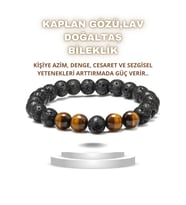 Kaplan, Lav Doğal Taş Bileklik 1. Sınıf Kalite ( Azim, Denge, Cesaret )