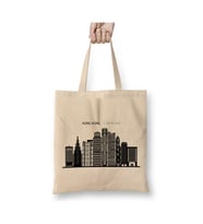 Hong Kong Skyline Outline Cityscape Travel Beyaz Bez Çanta Uzun Saplı Alışveriş Çantası Plaj Çantası