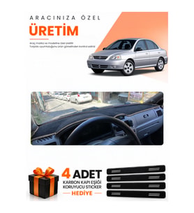 KİA RİO (2000-2005) Uyumlu Torpido Koruma Örtüsü Oto Kılıfı - Siyah Gri
