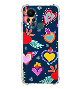 PrintiFy İnfinix Hot 11s Uyumlu Retro Color 3 Baskılı Şeffaf Köşe Korumalı Antişok Kılıf