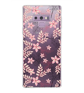 Samsung Galaxy Note 9 Kapak Floral Kırmızı Tasarımlı Şeffaf Silikon Kılıf