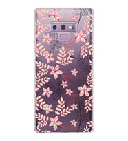 Samsung Galaxy Note 9 Kapak Floral Kırmızı Tasarımlı Şeffaf Silikon Kılıf