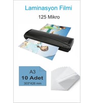 Laminasyon Filmi Parlak A3 10 lu 1 Paket 125 Mikron Laminasyon Kaplama Pvc Kaplama Poşeti