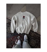 Unisex Bisiklet Yaka Ön Ve Arka Baskılı SweatShirt - Beyaz