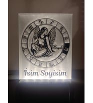 Başak Burcu Kişiye Özel Isimli Dekoratif Led Lamba - Kablolu Adaptörlü - Beyaz Işıklı