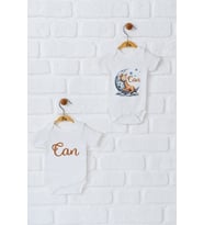 Pia Baby Premium %100 Pamuk İsme Özel Organik Baskılı İkili Set Çıtçıtlı Bebek Body Zıbın Modelleri 5032-17 (Ekru)
