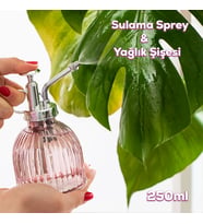 Perotti 15731 Pembe Vintage Cam Çiçek Sulama Şişesi 250 mL Sprey Şişe