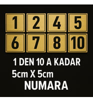 Metal Numara Seti 1’den 10’a – 5x5cm Altın Renk Etiket Levha