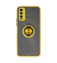 Vivo Y11s Kılıf Montreal Yüzüklü Silikon Kapak - Sarı