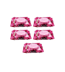 Northcity Red Rose Islak Havlu Mendil - 5 Paket 90'ar Adet Kapaklı Gül Kokulu