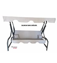 3 Kişilik Salıncak Minderi SÜNGERLİ Kılıfı GRİ Bahçe Minderi