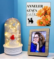 Anneler Günü Hediyesi  Kişiye Özel Fotoğraflı Led Işıklı Melek Annem Temalı Fanus  Anneye Hediye
