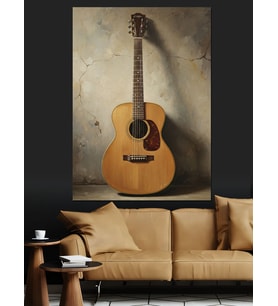 Akustik Gitar Müzik Aleti Dekoratif Kanvas - Mdf Ahşap Tablo