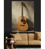 Akustik Gitar Müzik Aleti Dekoratif Kanvas - Mdf Ahşap Tablo