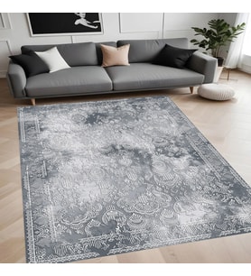 Eliana Home Dijital Baskı Yıkanabilir Kaymaz Taban Salon Halısı Ve Yolluk LN145-FNL450 (Gri)