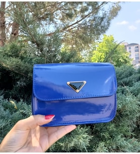 Mini Kutu Askılı El ve Omuz Çantası (Mavi)