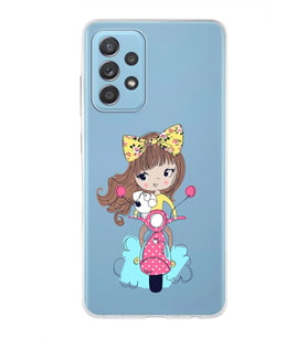 Samsung Galaxy A52 Uyumlu Kapak Vespagirl Tasarımlı Şeffaf Silikon Kılıf