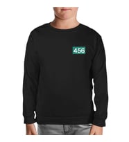 Squid Game-Number 456 Göğüs Logo Siyah Çocuk Sweatshirt