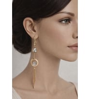 TEKTAŞ DESENLİ HALKA İÇİNDE KRİSTAL TAŞLI GOLD KÜPE HEDİYELİK KÜPE