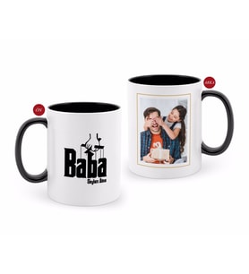 BK Gift Kişiye Özel Babalar Günü Hediyesi Fotoğraflı Siyah Beyaz Kupa Bardak-12