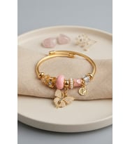Pembe Model Gold Renk Charmlı Bileklik TJ-BB8685