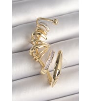 Pirinç Gold Renk Zirkon Taşlı Kıkırdak Küpe