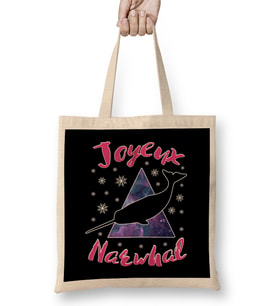 Christmas Joyeux Narwhal Bez Çanta Uzun Saplı