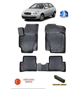 Rizline Hyundai Accent Era 2006-2012 Yılları Arası Uyumlu 3D Havuzlu Paspas ASMA KOKU VE NUMARATÖR HEDİYELİ