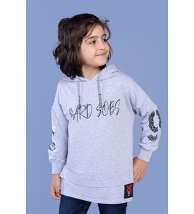 Toontoy Erkek Çocuk Kapüşonlu Baskılı Sweatshirt ( Gri-Melanj)