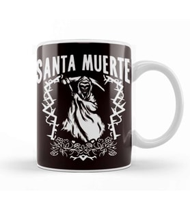 Santa Muerte Sugar Skull Female Deity Dead Satanic Mexican Kupa Bardak Porselen