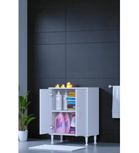 Eliusta Arden 80 cm Beyaz 2 Bölmeli Banyo Düzenleyici Dolap 1 Raflı Çok Amaçlı Mutfak Dolabı 80x75x32,5 cm