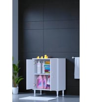 Eliusta Arden 80 cm Beyaz 2 Bölmeli Banyo Düzenleyici Dolap 1 Raflı Çok Amaçlı Mutfak Dolabı 80x75x32,5 cm