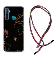 Realme 5i 5 Pro 6i 7 Pro 8 Kılıf Boyun Asklı Rasta Silikon Harita ve Uçak 1777